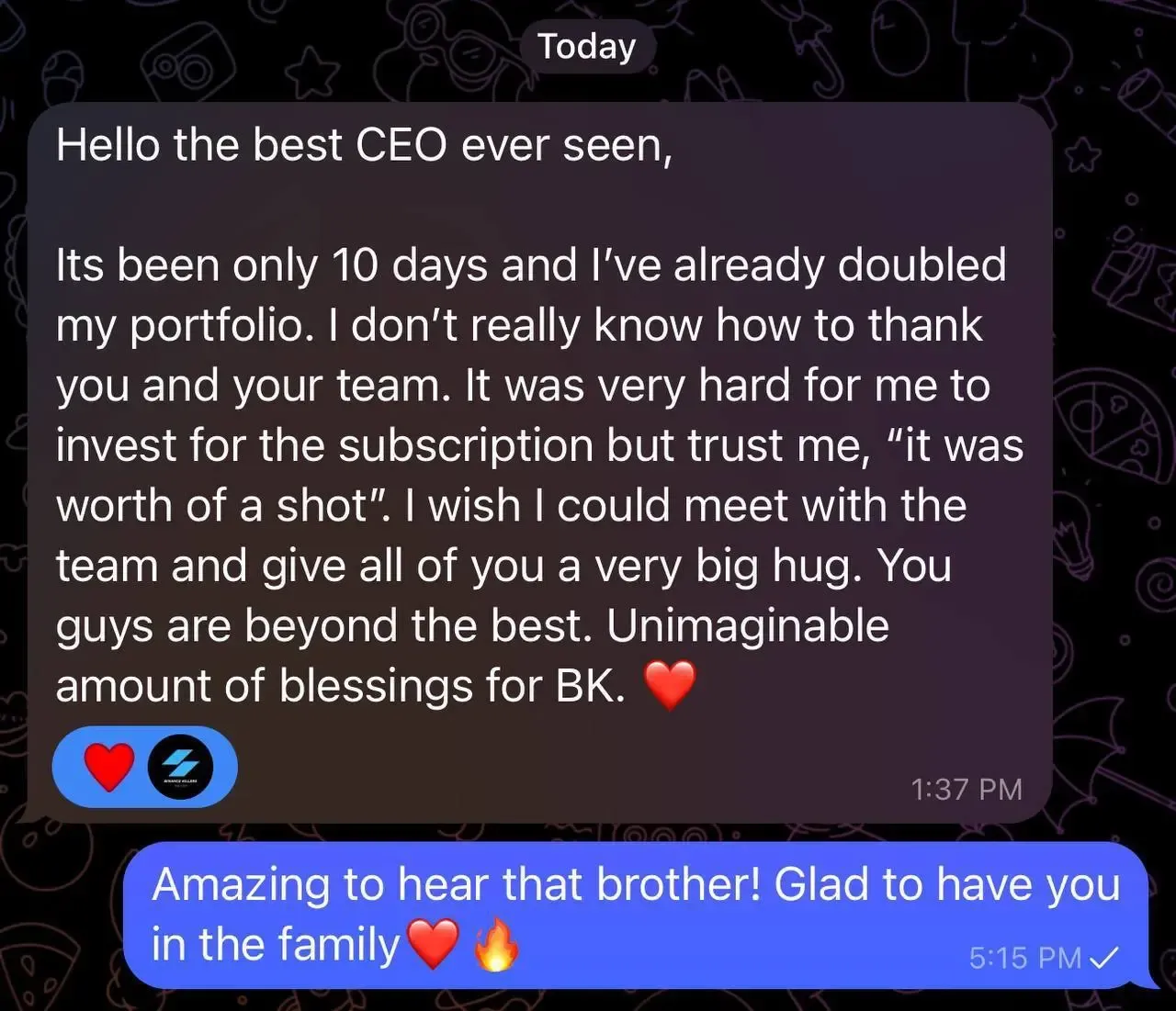 Telegram Testimonial 9